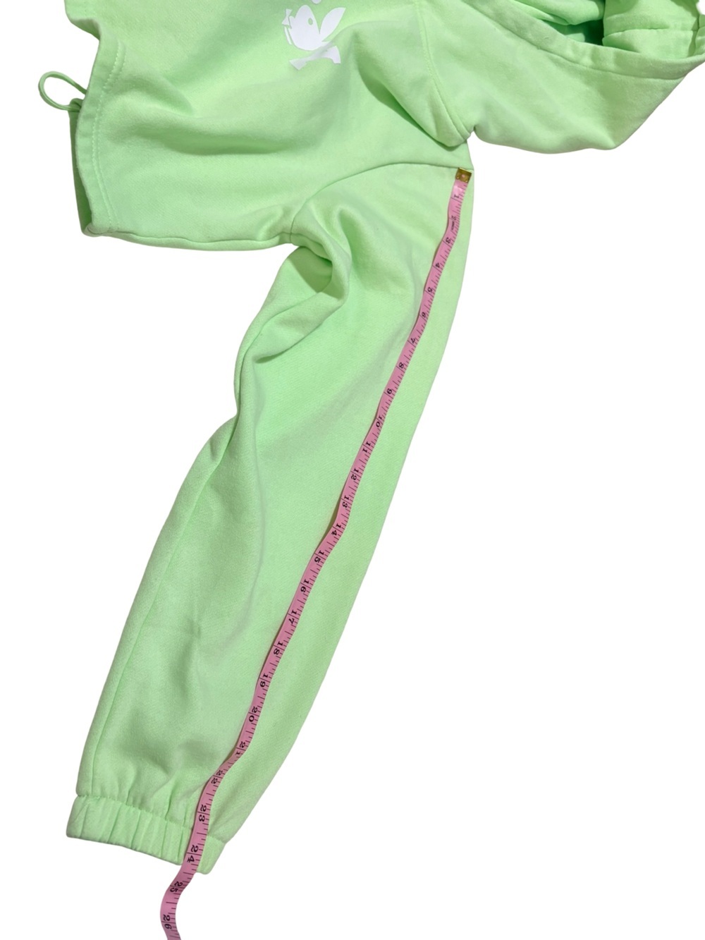 Playboy Mint Green Cropped Hoodie XL Drawstring Back Fleece Lined - Picture 7 of 8